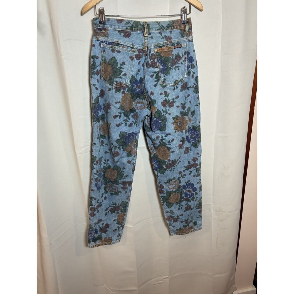 VTG 80s 90s Roberto Orsini Floral Print Denim Jeans High Rise Mom Jean 13/14 - Picture 4 of 12